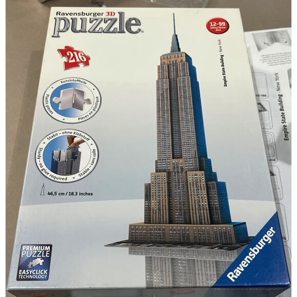 Ravensburger 3D Puzzle Empire State Building New York City NYC 18" 216 piece - Picture 2 of 5